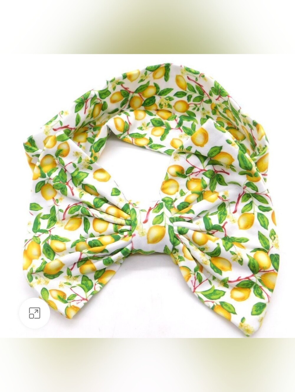 Baby Headband Lemon Print Bow Headband - Yellow & Green